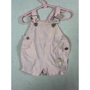 Weebok Baby Pink Gingham Overalls 12M Adjustable Straps Cotton Blend Snap